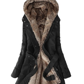 Fashion Faux Fur Lined Coat-black Color on Luulla